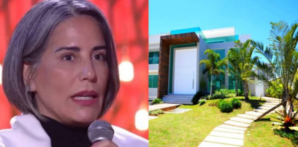Porta gigantesca, piscina e espelho no chão: mansão luxuosa de Glória Pires é de cair o queixo