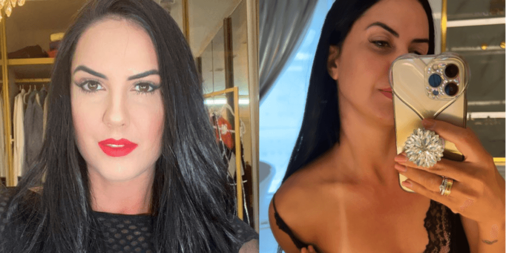 Graciele Lacerda tenta mostrar o bronze, abaixa camisola e quase mostra demais: "Temos"