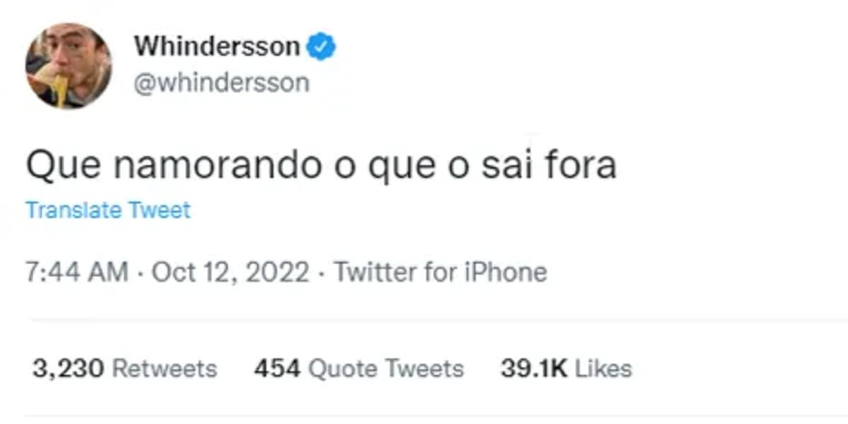 Postagem de Whinderson Nunes do twitter respondendo os 'burburinhos" (Foto Reprodução/Twitter)