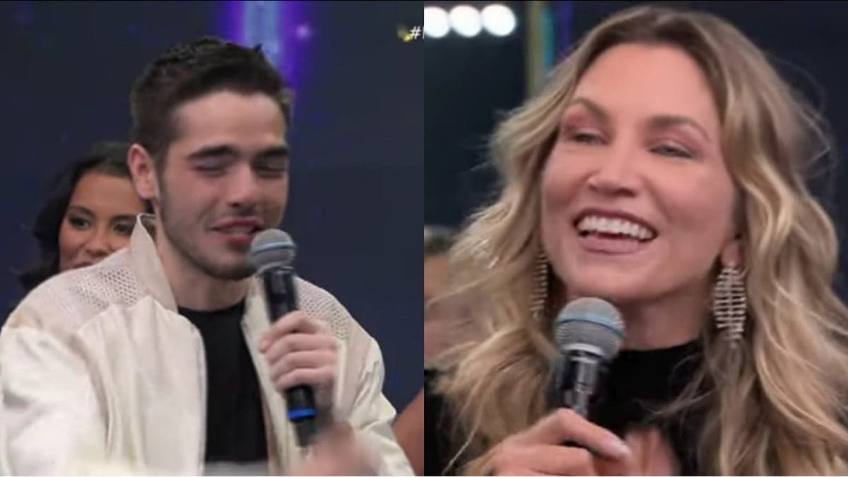 Filho de Faustão fica tímido após depoimento e elogio de Anne Lottermann