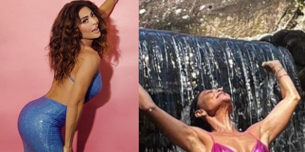 Juliana Paes fica toda molhada de biquíni fininho no limite e prova ser a mais gata do Brasil