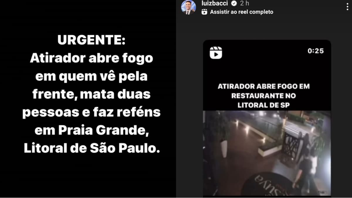 Nas redes sociais, Bacci informa o público sobre crime no litoral paulista 