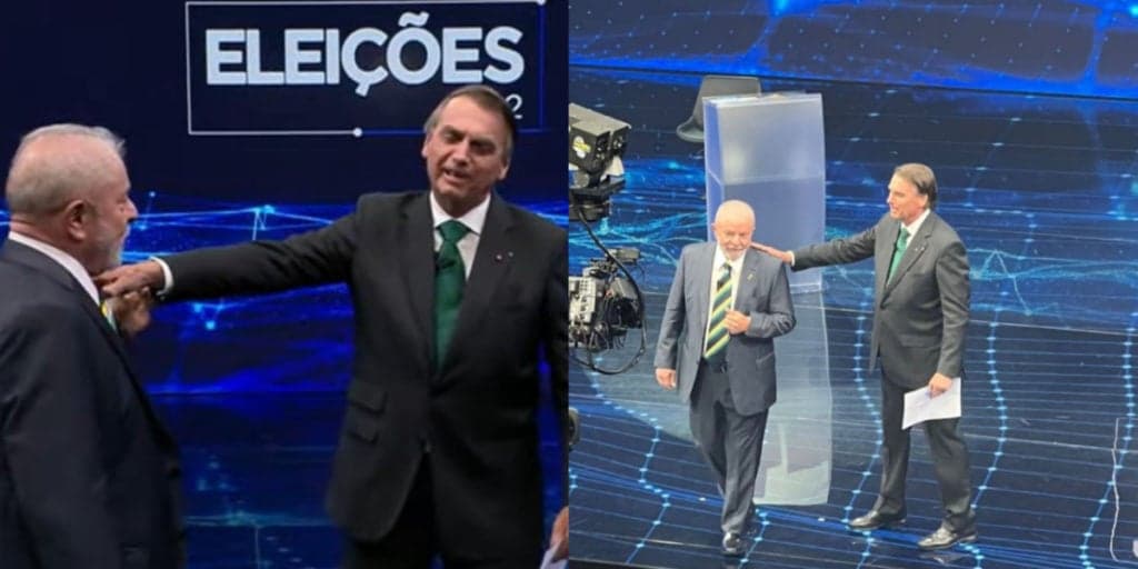 Debate na Band tem Bolsonaro tentando abraçar Lula e âncoras desesperados ao vivo com situação