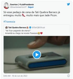 Participação de Tati Quebra Barraco em Travessia causou alvoroço na web (Foto: Reprodução / Twitter) Participação de Tati Quebra Barraco em Travessia causou alvoroço na web (Foto: Reprodução / Twitter)