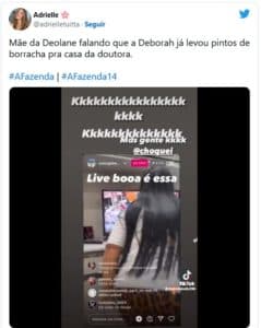 A Fazenda 14 - Solange Bezerra, mãe de Deolane surta e xinga Deborah ao assistir o reality show rural da Record TV (Foto: Reprodução / Instagram) A Fazenda 14 - Solange Bezerra, mãe de Deolane surta e xinga Deborah ao assistir o reality show rural da Record TV (Foto: Reprodução / Instagram)
