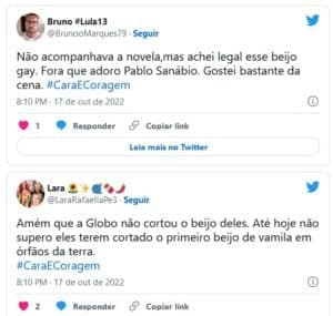 Público aprovou decisão da Globo de naturalizar cena de beijo gay (Foto: Reprodução / Twitter)