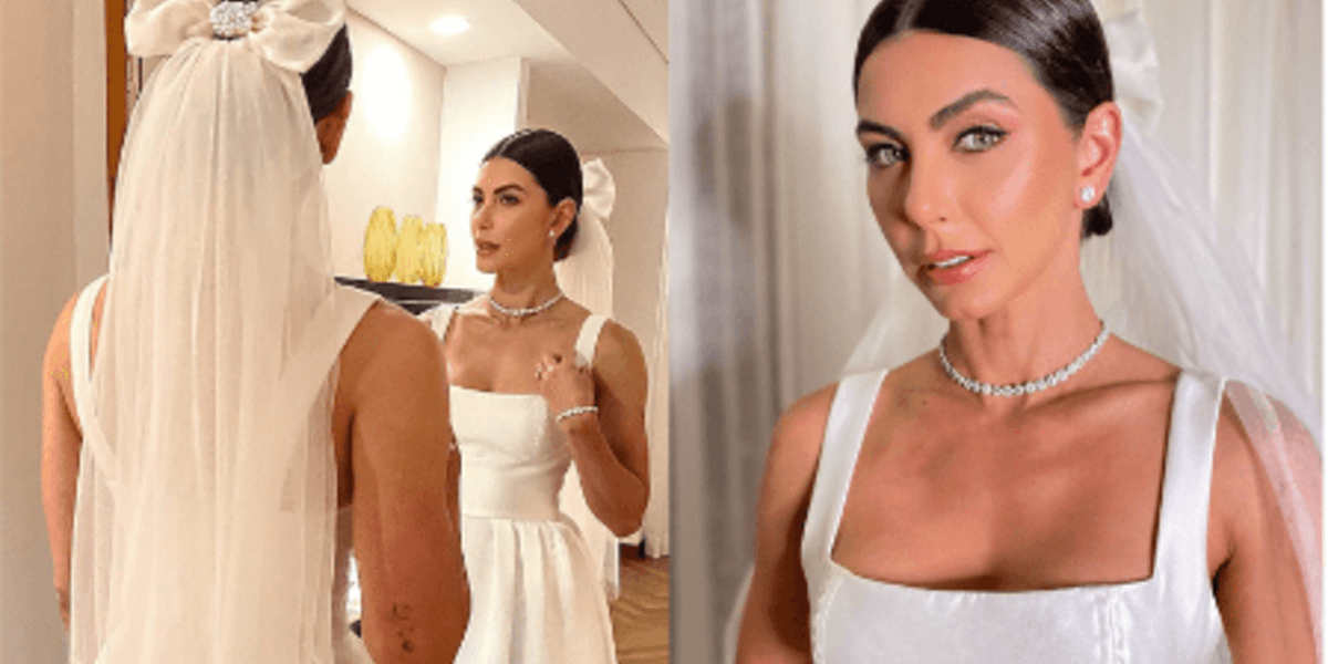 Letícia Wiermann, no dia do seu casamento (Foto Reprodução/Montagem/Tv Foco)