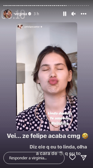 Virginia Fonseca, esposa de Zé Felipe, se chora ao ver marido entregar momento íntimo dela nas redes sociais  - Foto Reprodução Instagram