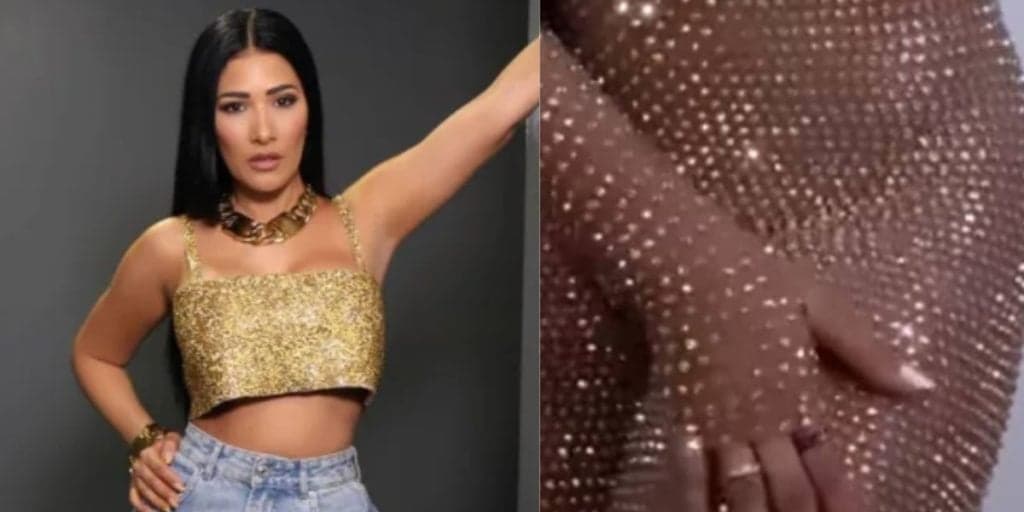 Simaria abusa de roupa transparente, exibe parte íntima com adesivo e deixa o público incrédulo