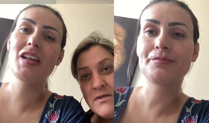 Andressa Urach voltou para casa, após sair de clínica psquiátrica (Foto: Reprodução)