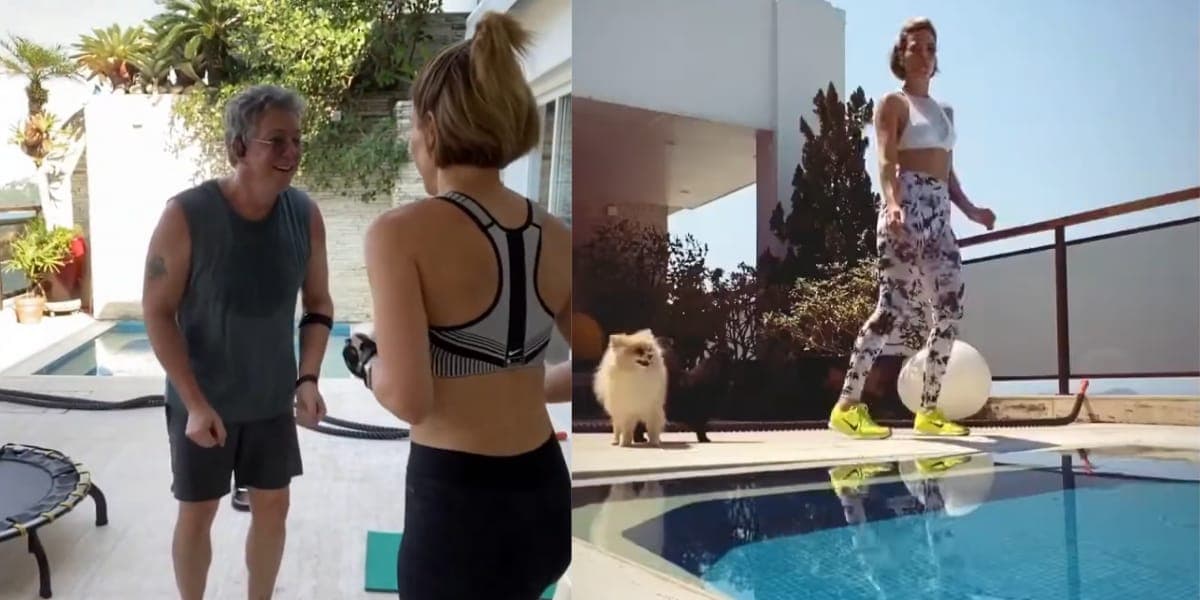 Bela piscina localizada na ampla varanda do apartamento duplex (Reprodução: Youtube)