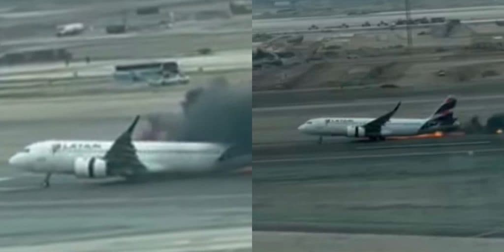 Urgente: Avião da Latam, prestes a decolar, bate em caminhão, pega fogo e vídeo do momento é divulgado por Bacci