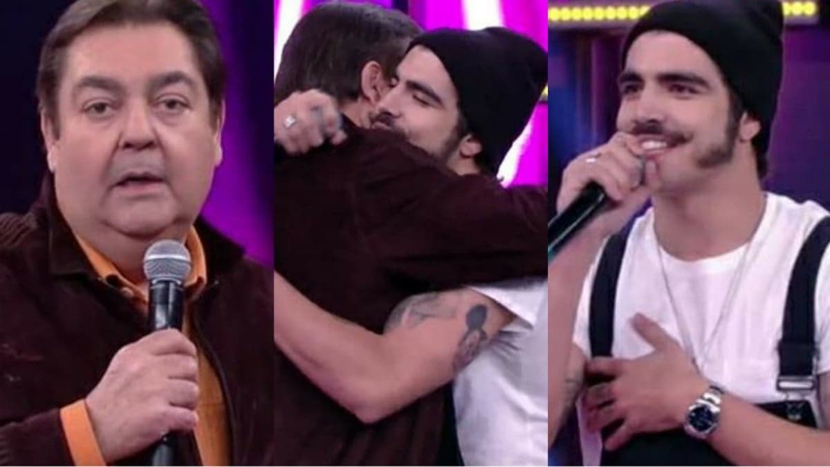 Caio Castro voltou ao programa de Faustão 2 anos depois do ocorrido provando que não ficou mágoas (Reprodução/ Globo)