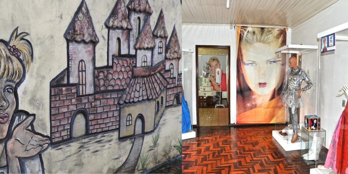 Desenhos nas paredes e tecidos cedidos pela produção da Xuxa (Reprodução: Montagem TV Foco) Desenhos nas paredes e tecidos cedidos pela produção da Xuxa (Reprodução: Montagem TV Foco)