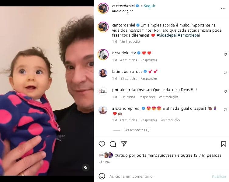 Daniel se mostrou feliz ao lado da linda filha, a pequena Olívia (Foto: Reprodução/ Instagram)