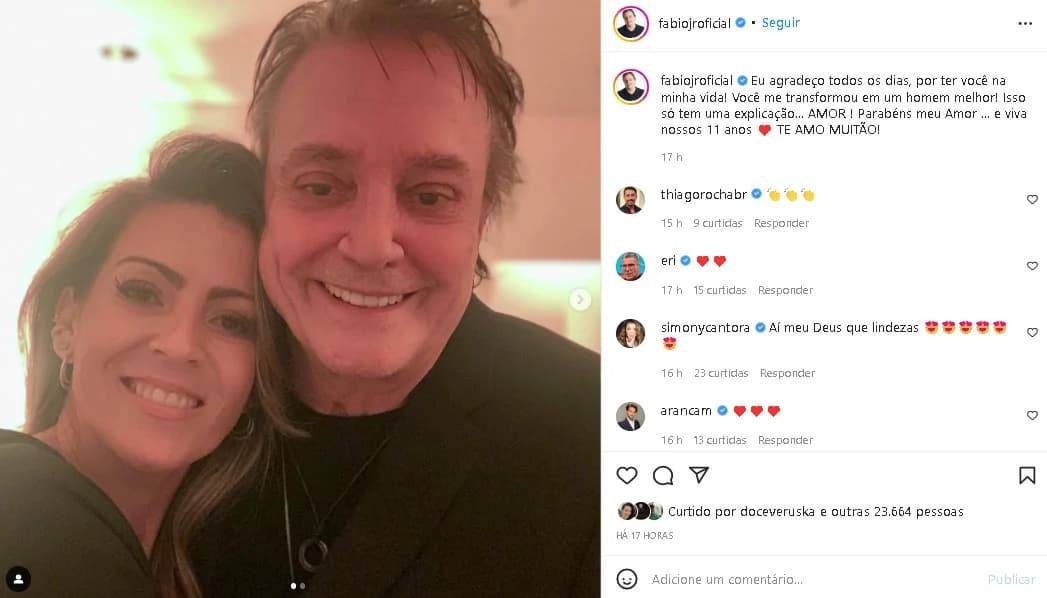 Fábio Jr é casado com mulher tão linda, que beleza dela é de cair o queixo  - Foto Reprodução Instagram