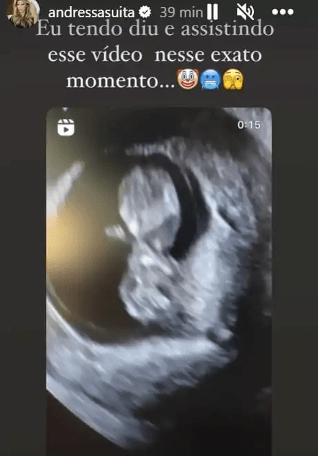 Post de Andressa Suita exibindo resultado de ultrassom nos stories (Foto: Reprodução/Instagram) Post de Andressa Suita exibindo resultado de ultrassom nos stories (Foto: Reprodução/Instagram)