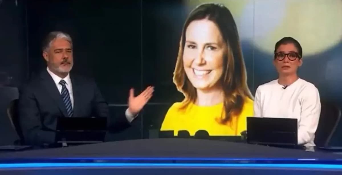 Renata Vasconcellos e William Bonner não seguraram a emoção no Jornal Nacional (Foto: Reprodução)