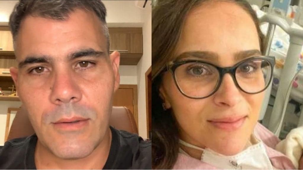 Esposa de Juliano Cazarré, com caçula internada, se despede dos filhos e desabafa: "Sem saber quanto tempo"