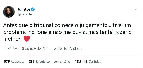 Juliette se explicou após julgamentos com sua voz e recebeu o carinho de seus milhões de fãs (Foto: Reprodução)
