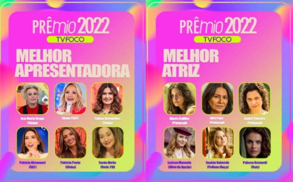 Prêmio TV Foco 2022: Categorias de melhor apresentadora e melhor atriz do ano estão acirradas; vote em nossa enquete
