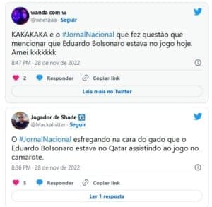 Internautas criticaram Eduardo Bolsonaro (PL-SP) no estádio no Catar no jogo do Brasil contra a Suíça nesta segunda (28) (Foto: Reprodução / Twitter) Internautas criticaram Eduardo Bolsonaro (PL-SP) no estádio no Catar no jogo do Brasil contra a Suíça nesta segunda (28) (Foto: Reprodução / Twitter)