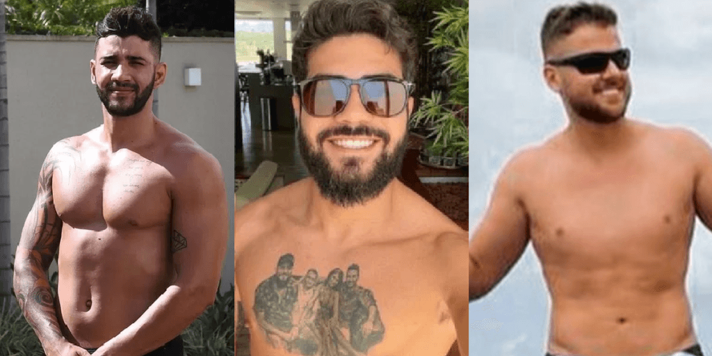 Tente não se impactar ao ver Gusttavo Lima, Henrique e Zé Neto desfilando seus membros grandes de sunga