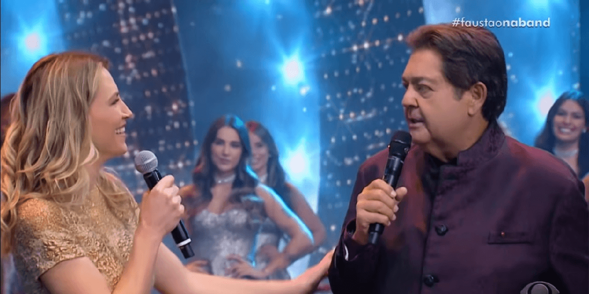Faustão e Anne Lottermann sob comando da atração na Band (Foto: Divulgação) 