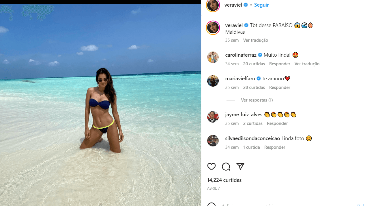 TBT de Vera Viel, esposa de Rodrigo Faro (Foto Reprodução/Instagram)