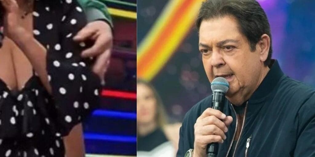 Faustão fica sem jeito com famosa se encostando nele na Band e constrange: "Ela fazia isso comigo"