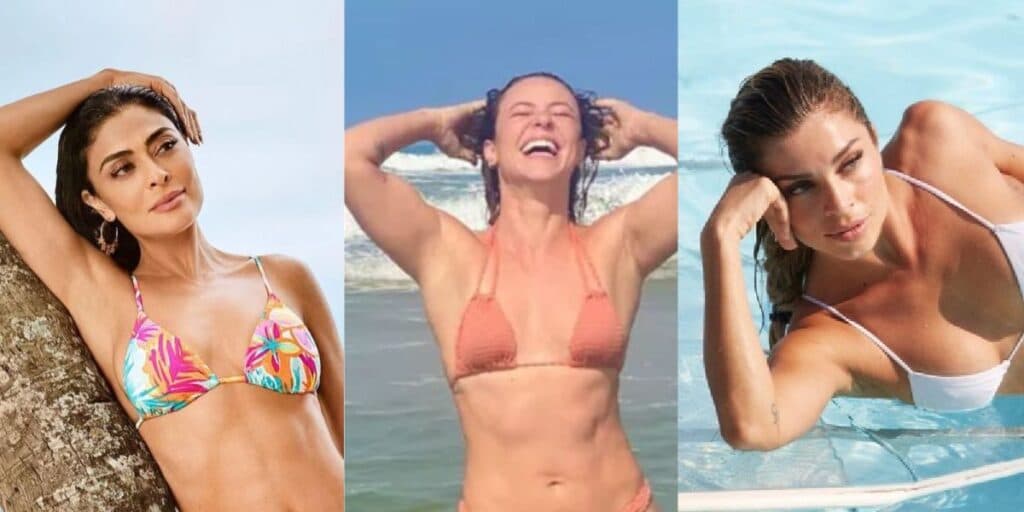 Fotos com alça fininha de Paolla Oliveira, Ju Paes e Grazi, na casa dos 40, provam que elas são as mais sexys