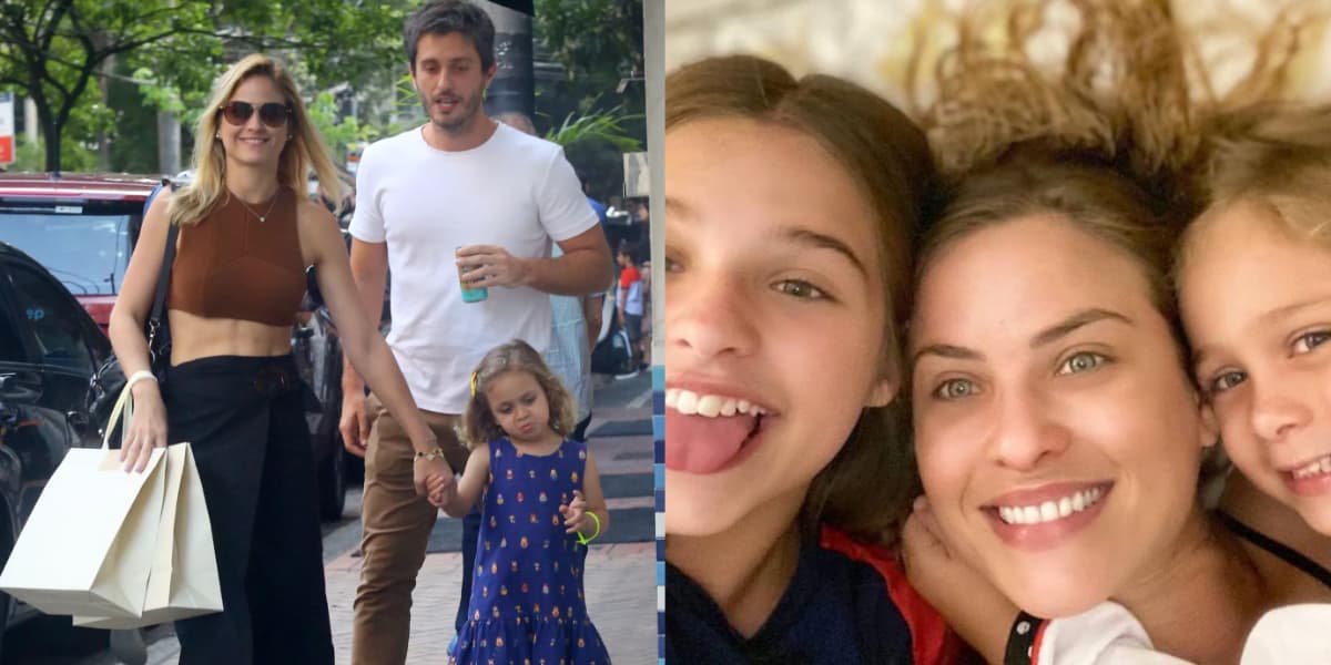 Luiza Valdetaro ao lado do namorado e das filhas - Foto Reprodução