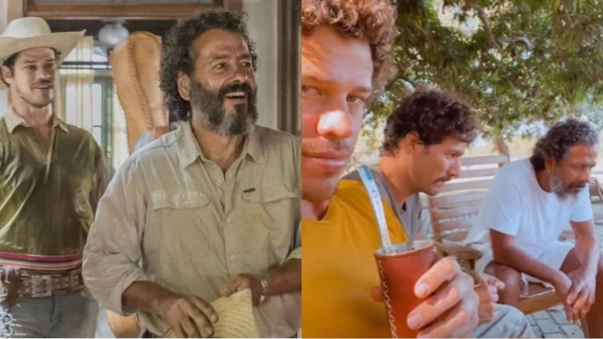 Marcos Palmeira e José Loreto nos bastidores de Pantanal Marcos Palmeira e José Loreto nos bastidores de Pantanal