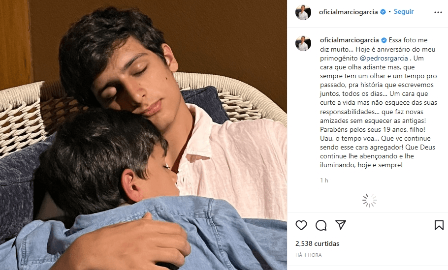 Publicação de Márcio Garcia (Foto: Reprodução/ Instagram)