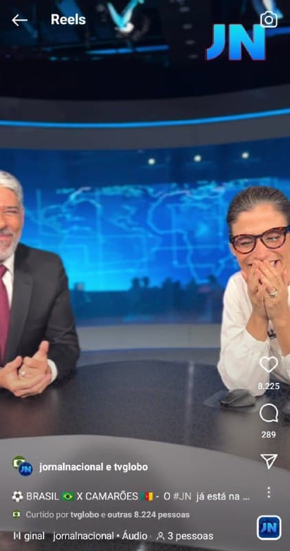 William Bonner e Renata Vasconcellos decidiram opinar sobre o resultado do jogo da seleção brasileira contra Camarões (Foto: Reprodução) William Bonner e Renata Vasconcellos decidiram opinar sobre o resultado do jogo da seleção brasileira contra Camarões (Foto: Reprodução)