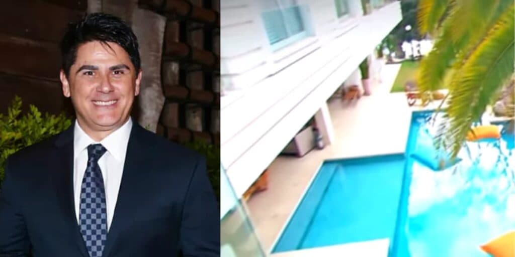 Porta gigantesca, sala de luxo e escada de um palácio: a mansão de César Filho é a mais linda que você verá
