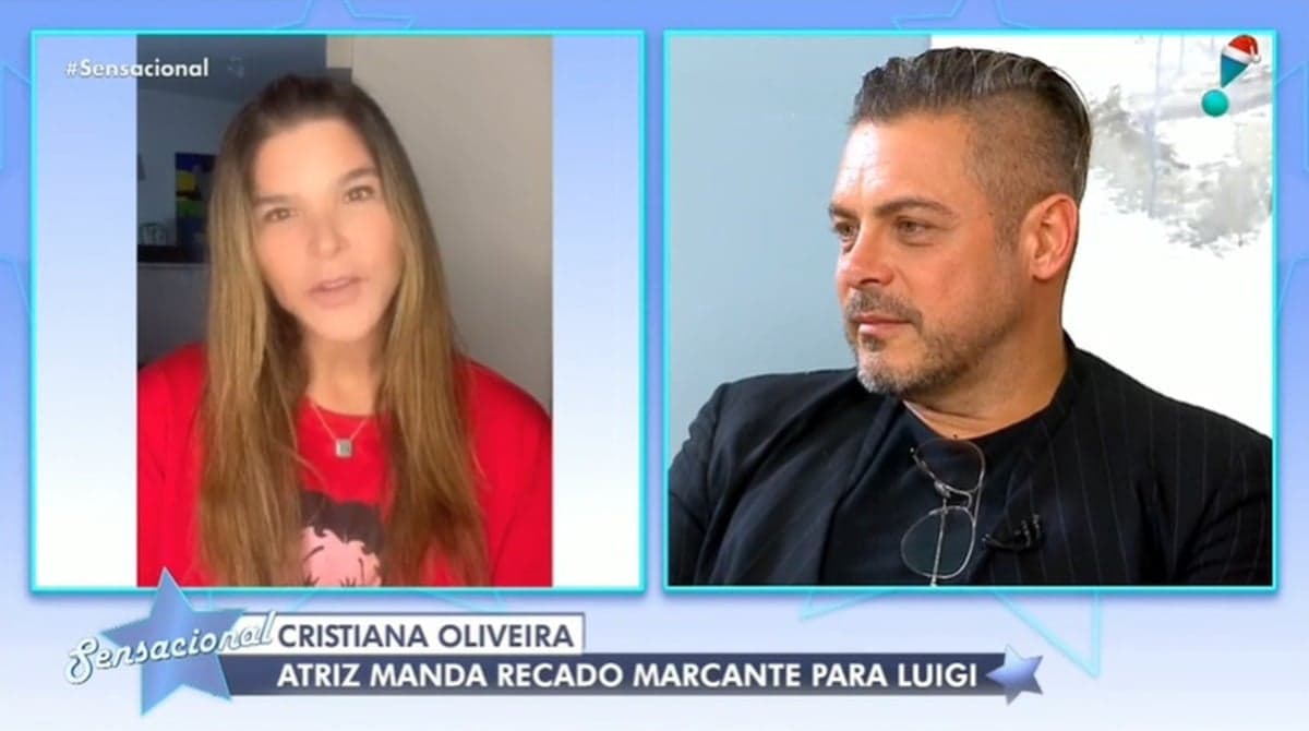Cristiana Oliveira mandou recado para Luigi Baricelli no programa Sensacional, de Daniella Albuquerque (Foto: Reprodução / RedeTV!)
