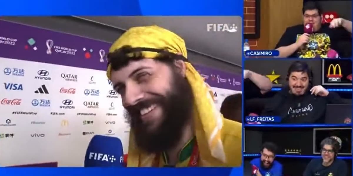 Defante fez pergunta inusitada para Richarlison após jogo do Brasil contra a Coréia do Sul (Foto: Reprodução / YouTube) Defante fez pergunta inusitada para Richarlison após jogo do Brasil contra a Coréia do Sul (Foto: Reprodução / YouTube)