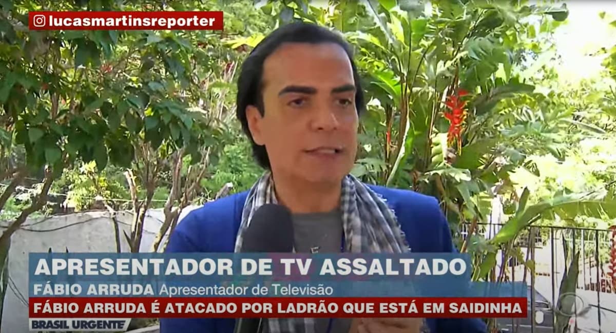 Fábio Arruda deu entrevista ao Brasil Urgente, após ocorrido (Foto: Reprodução / Band) Fábio Arruda deu entrevista ao Brasil Urgente, após ocorrido (Foto: Reprodução / Band)