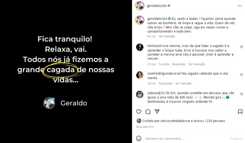 Geraldo Luís deixou importante recado aos seus seguidores de plantão (Foto: Reprodução)