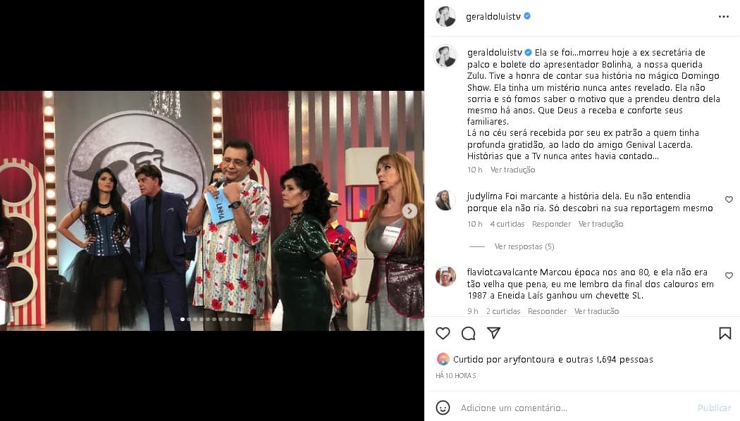 Geraldo Luís falou de triste morte em suas redes sociais (Foto: Reprodução/ Instagram)