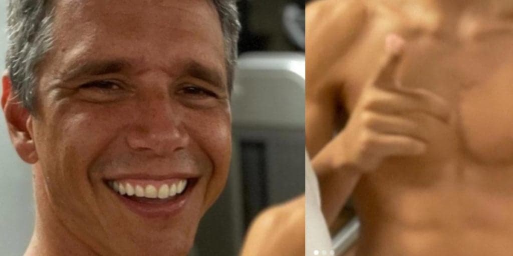 Você piscou e filho de Márcio Garcia cresceu, exibe tanquinho e corpo malhado: "É a coxa ou o braço?"