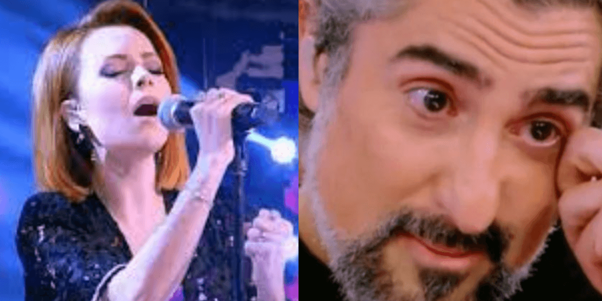 Marcos Mion chora com Sandy no Caldeirão (Foto: Reprodução) Marcos Mion chora com Sandy no Caldeirão (Foto: Reprodução)