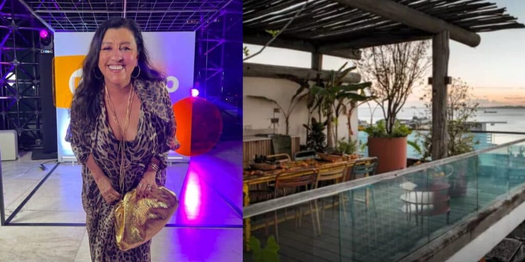 Vista para o mar e arquitetura de luxuosa: Essa é uma das mansões enormes de Regina Casé em Salvador