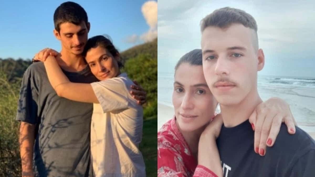 A jornalista ao lado dos filhos, Miguel e Antonio Mac Dowell, frutos do primeiro casamento