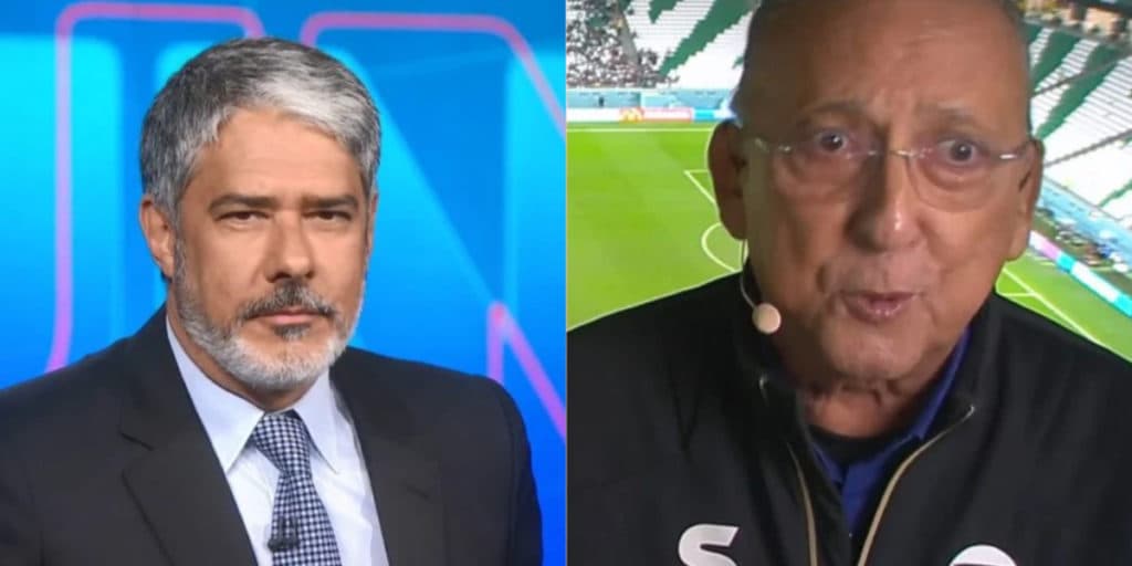 William Bonner não se aguenta no JN com o que escuta de Galvão Bueno e se despede ao vivo: "Não deu''