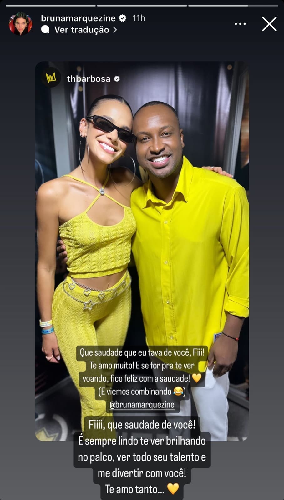 O cantor Thiaguinho e a atriz Bruna Marquezine, surgem juntos nas redes sociais, o famoso diz o que sente ela retribui de forma linda  - Foto Reprodução Instagram