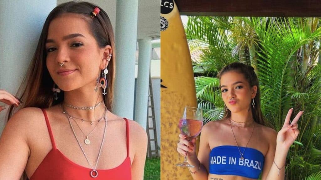 Aos 18 anos, Mel Maia usa biquíni mínimo e acaba deixando tatuagem ao lado da virilha à mostra
