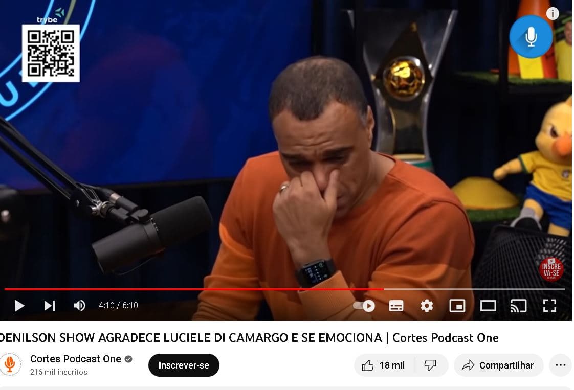 O famoso ex-futebolista, Denilson, chora e não esconde o que sua esposa, Luciele Di Camargo, fez e surpreende a todos - Foto reprodução