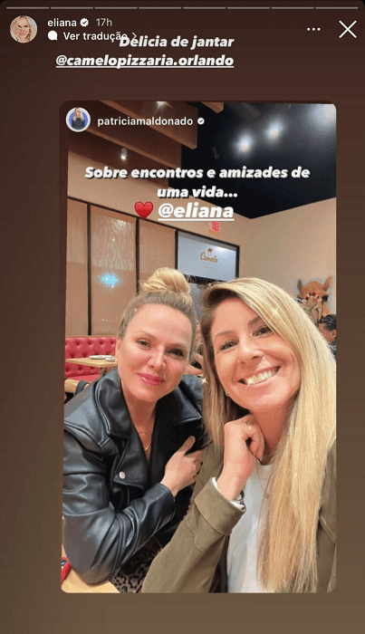 Publicação de Eliana nos stories (Foto: Reprodução/ Instagram)